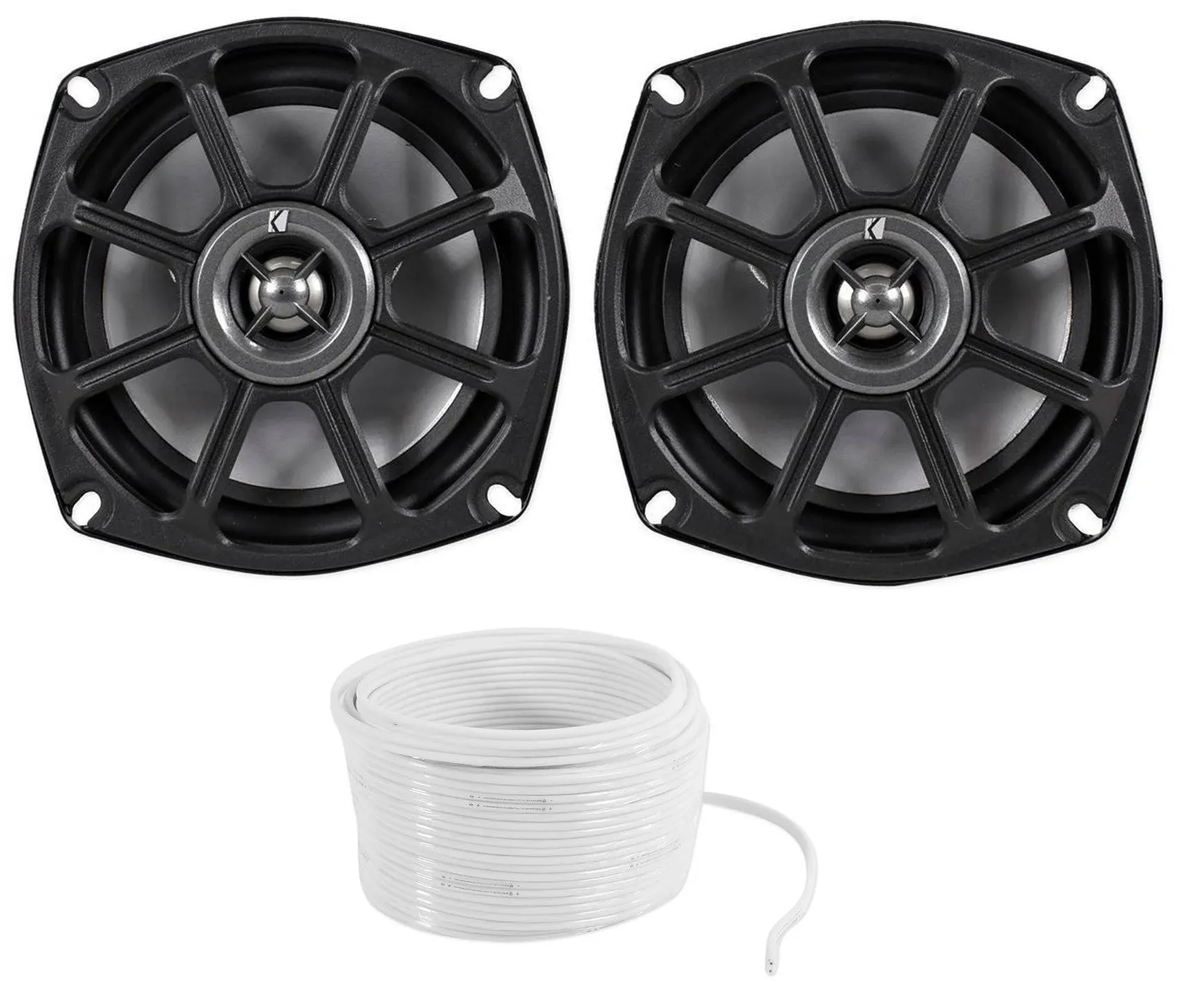 Kicker 10PS52504 5.25” Harley Davidson Motorcycle Speakers+Marine Speaker Wire