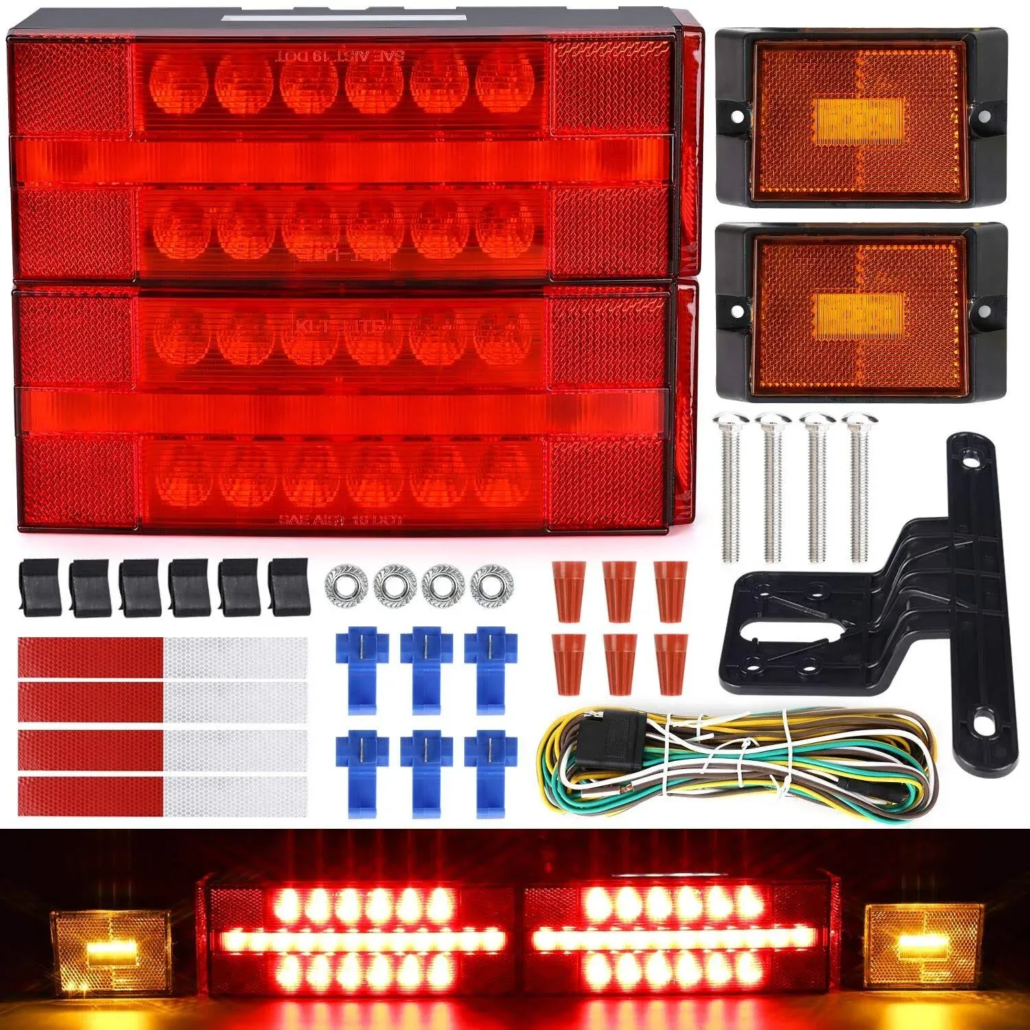 LINKITOM New Submersible LED Trailer Light Kit, Super Bright Fully Waterproof Ta