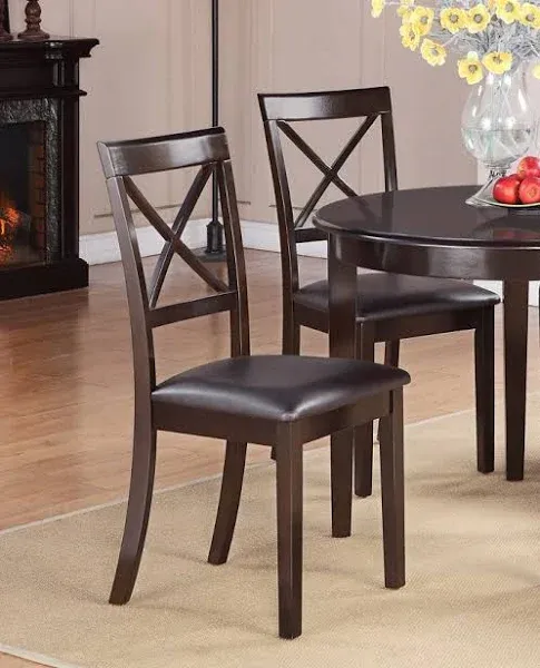 East West Furniture Boston Dining Cross Back Wood Seat Kitchen Chairs, Set of 2, Mahogany