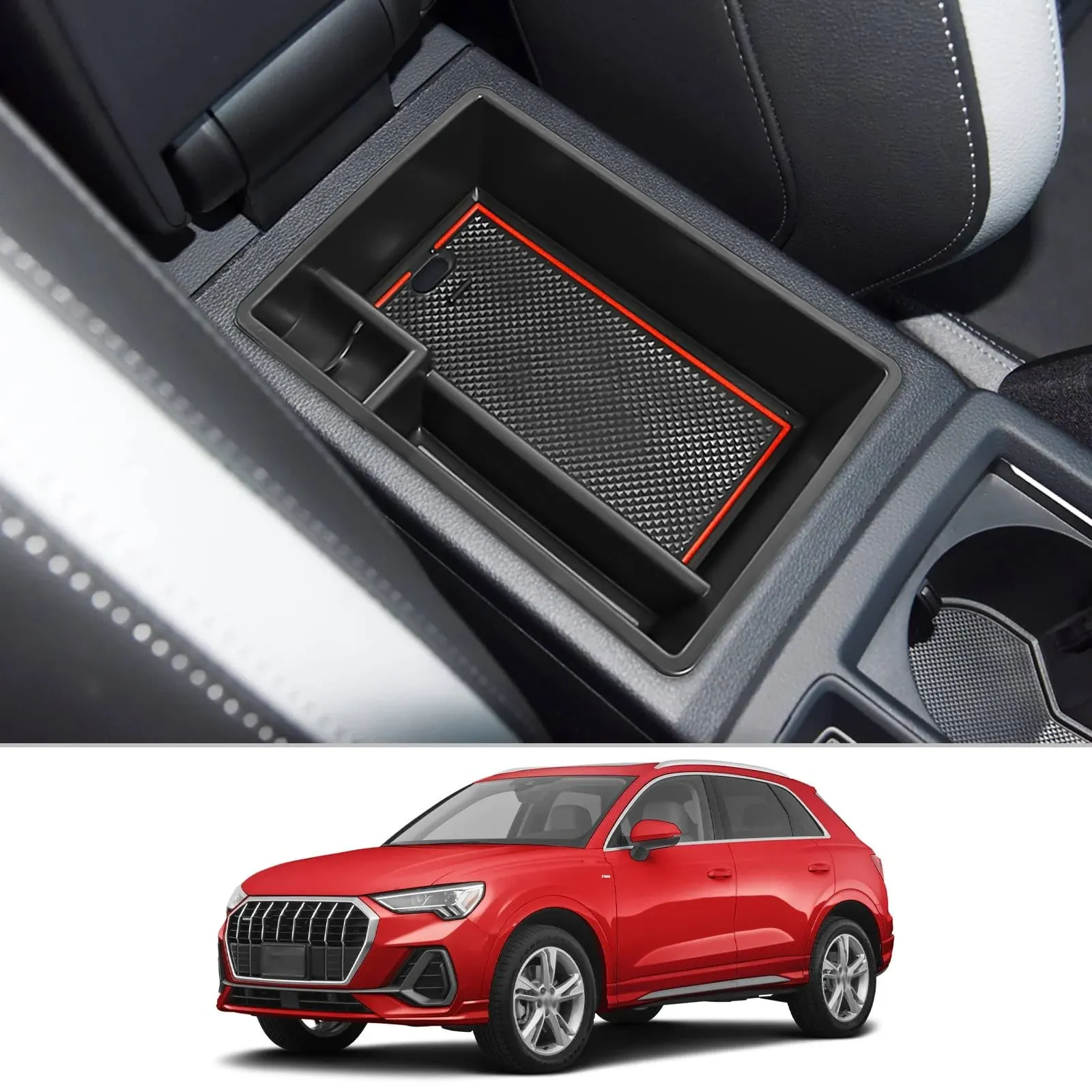 CDEFG Center Console Accessory Organizer for 2019 2020 2021 2022 2023 2024 Q3 F3, ABS Material Armrest Box Insert Tray Glove Secondary Storage Box