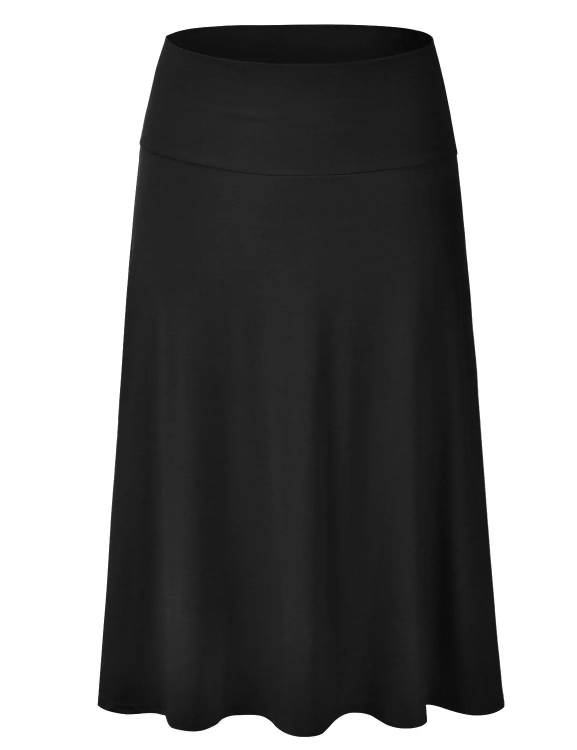 EIMIN Women's Solid Flared Lightweight Elastic Waist Classic Midi Skirt Fuchsia LEIMIN Women's Solid Flared Lightweight Elastic Waist Cl…