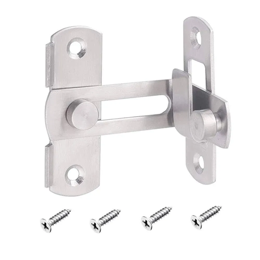 APUXON Flip Door Sliding Latch 1pc,90 Degree Stainless Steel Latch,Safety Sliding Barn Door Lock,Latch Lock,Right Angle Curved Door,Prevent Corrosion