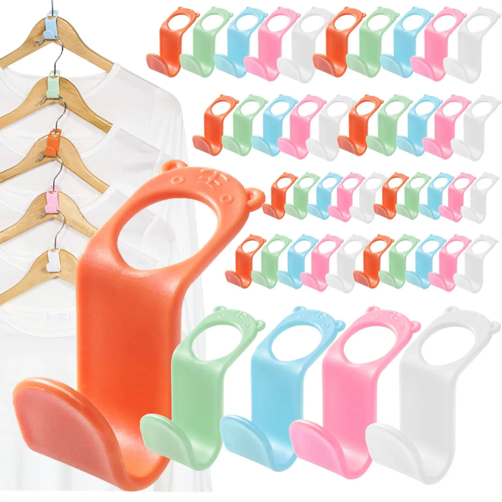 SLMT Clothes Hanger Connector Hooks 50PCS Space Large Tiger, Multicolor 