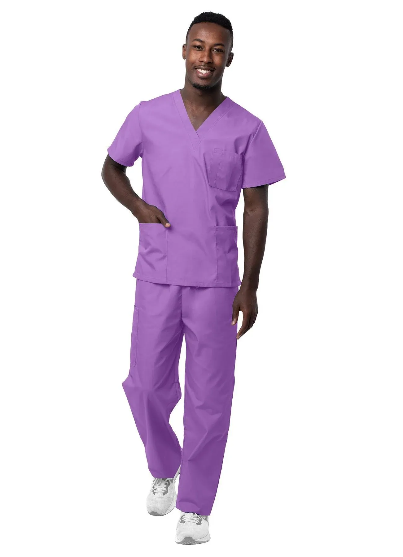 Sivvan Unisex Scrubs - Classic V-Neck Top & Drawstring Pants Scrub Set