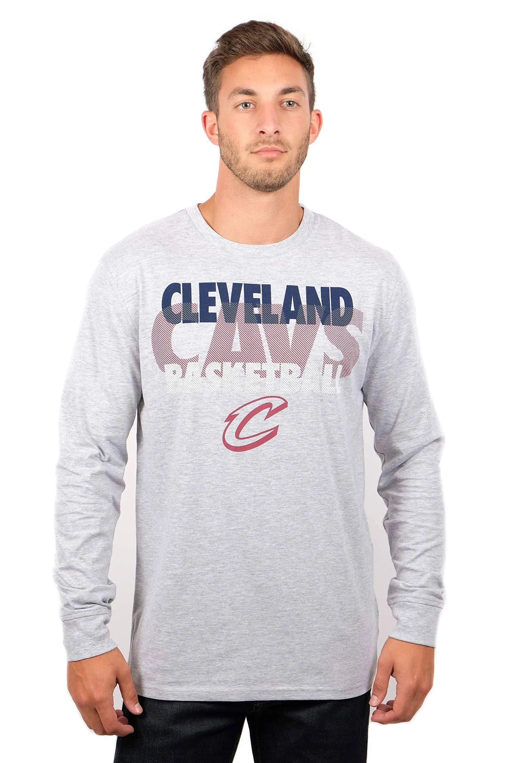 Ultra Game NBA Cleveland Cavaliers Mens Supreme Long Sleeve Pullover Tee Shirt, Heather Gray, Small