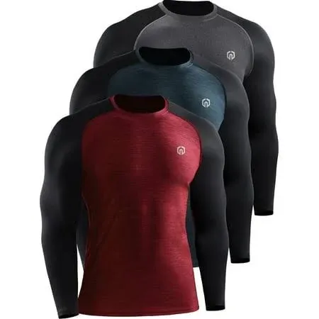 NELEUS Mens Dry Fit Long Sleeve Athletic Workout Shirts 3 Pack