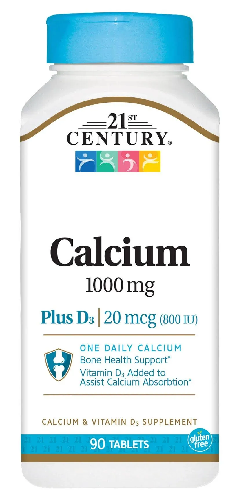 21st Century Calcium Plus D Tablets, 1000 mg, 90 Count