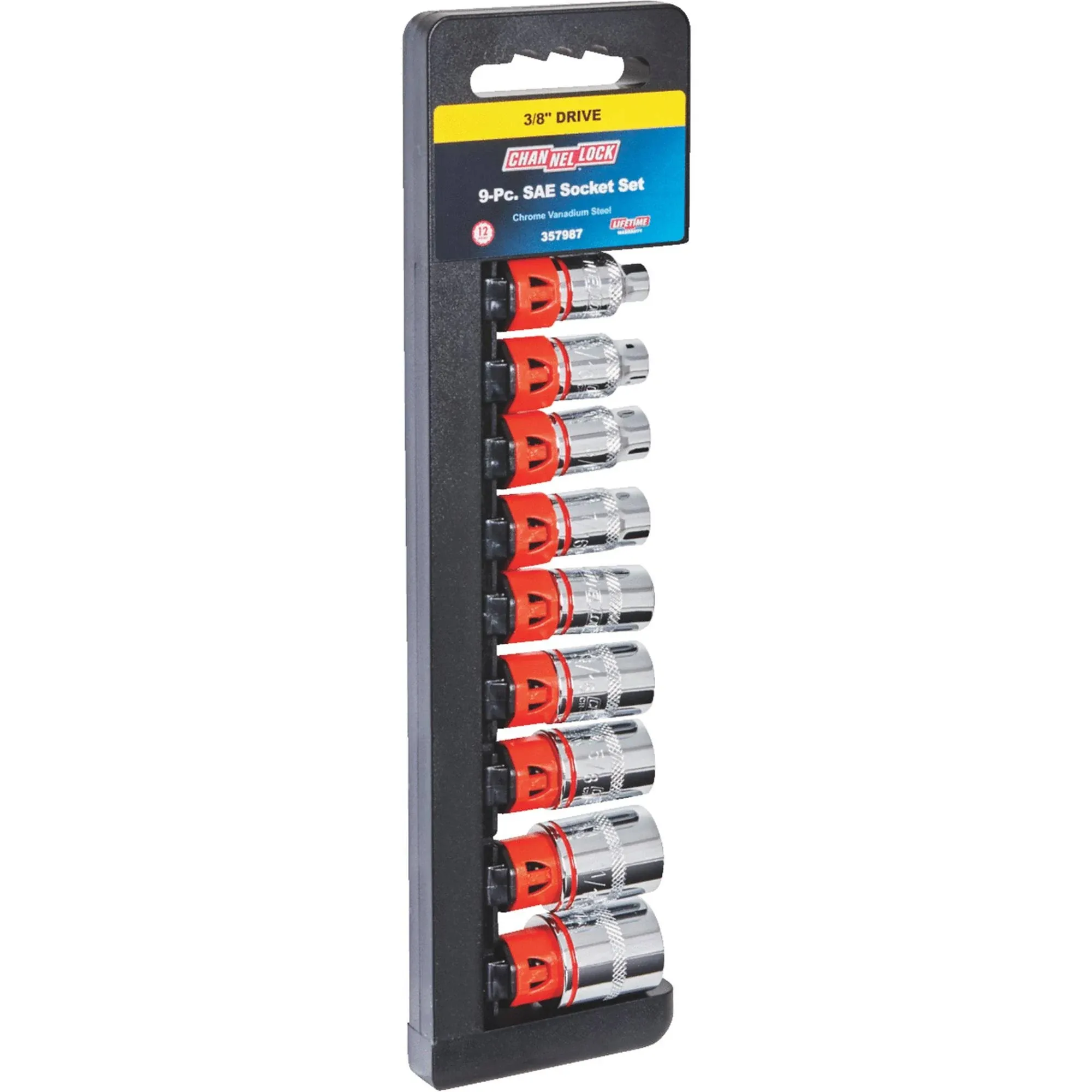 Channellock 3/8 in. Drive 12-Point Shallow Standard Socket Set, 9-Piece