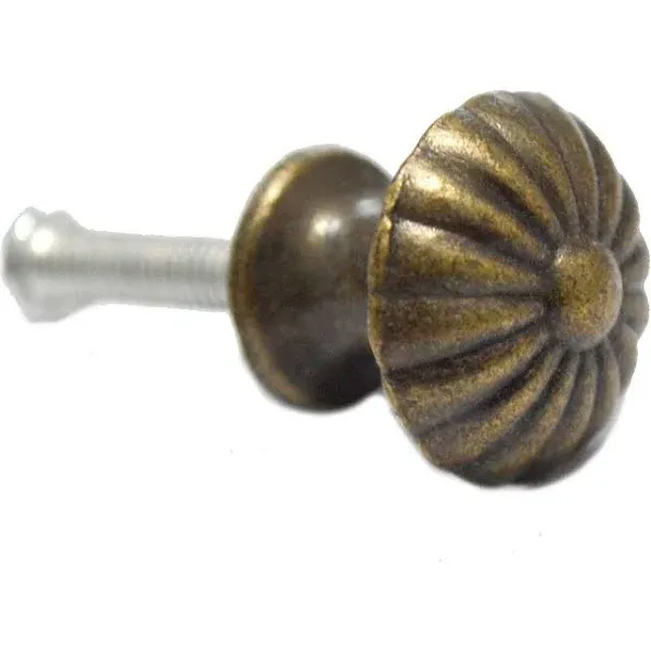 8 PCS Mini Bronze Drawer Knobs Antique Round Handles Vintage Pulls Single Hole Decorative Floral Hardware for Furniture Wood Case Jewelry Box Small Size (Dia:3/4", Height:11/16")