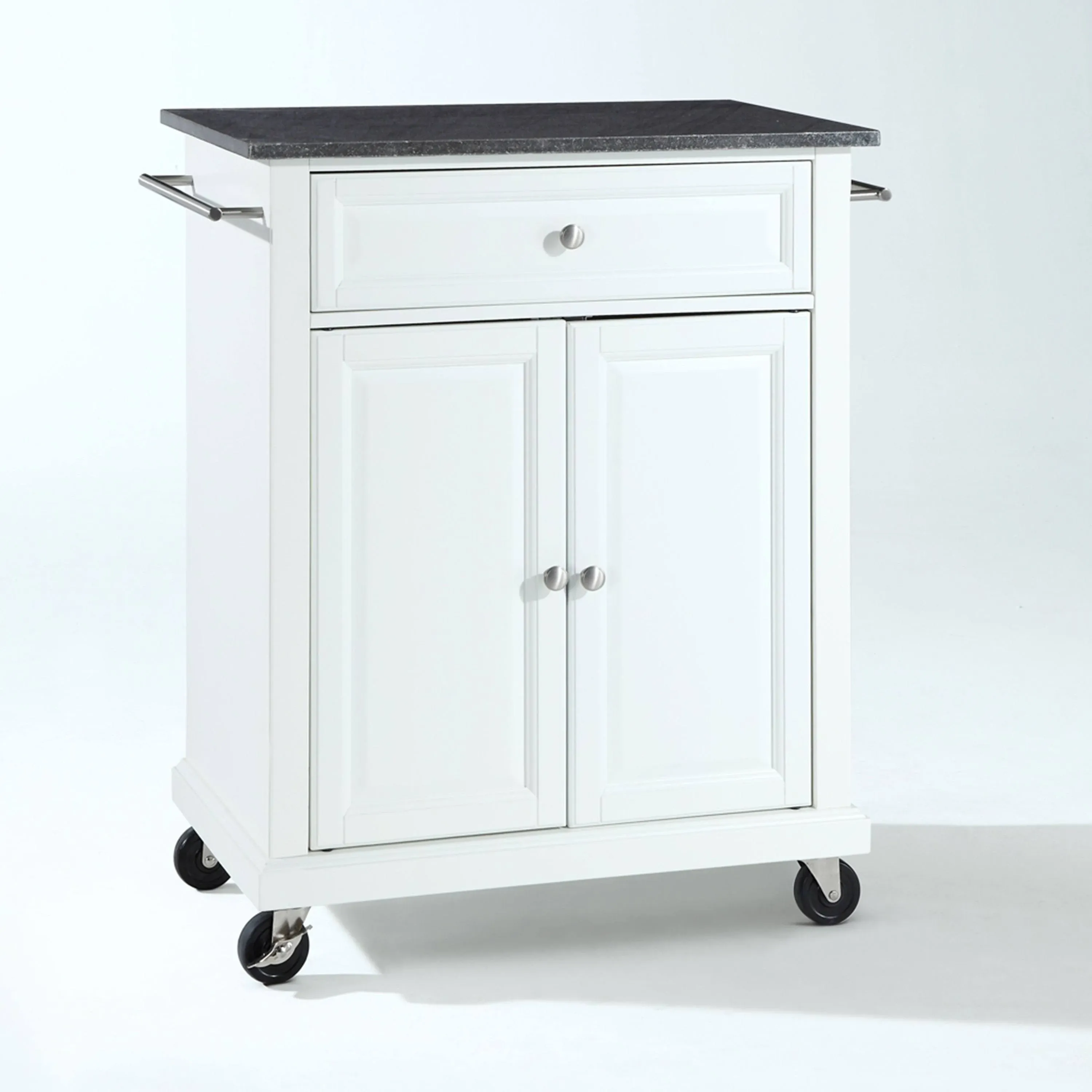 Crosley Compact Granite Top Kitchen Cart White/Black