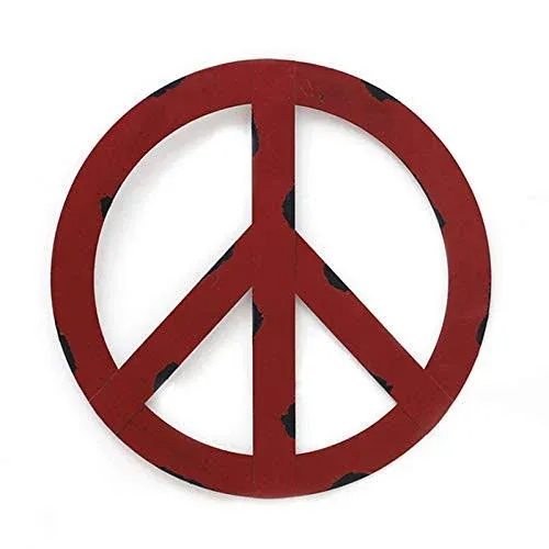 Metal Treasured Red Peace Sign Decorative Metal Hanging Peace Sign Wall DecorArt