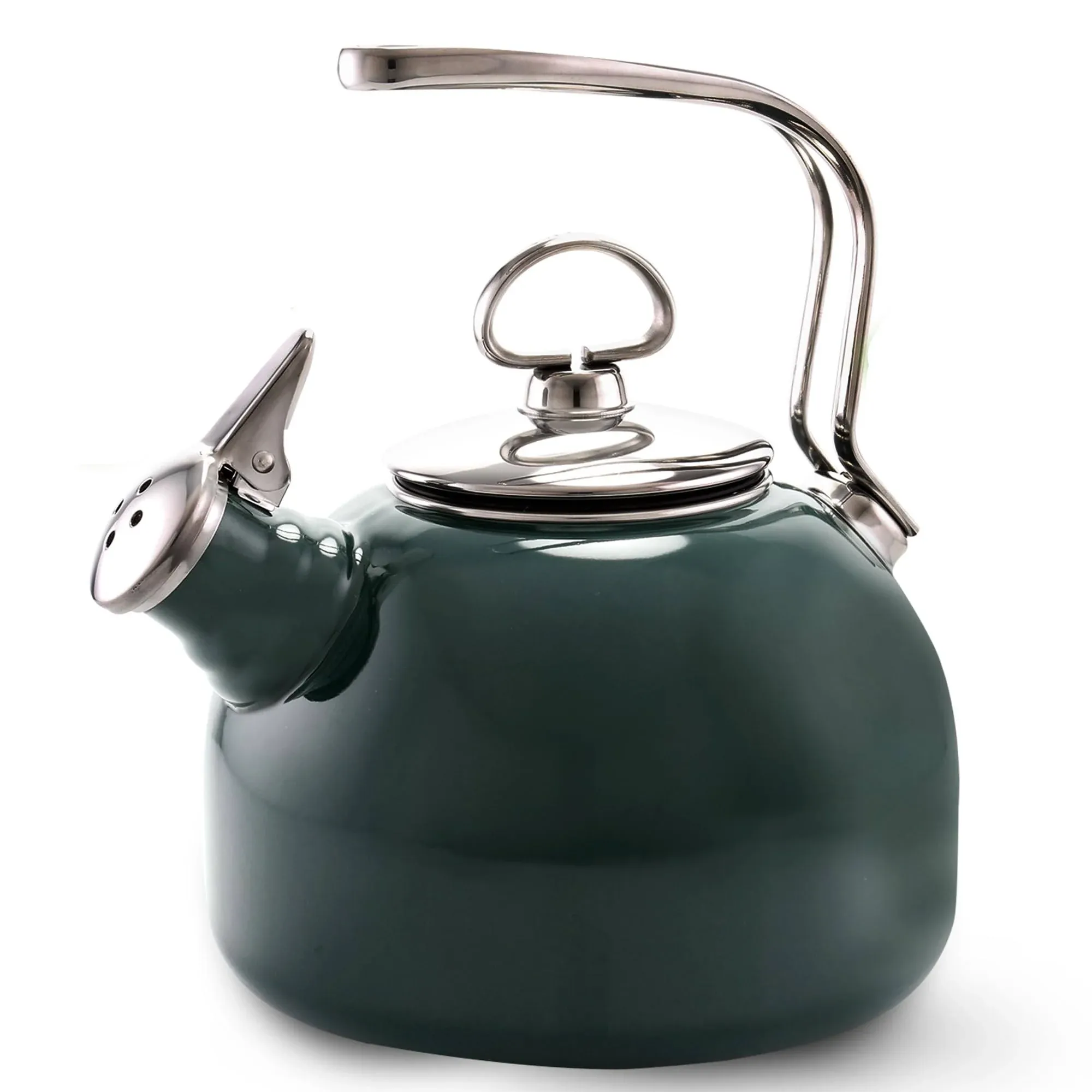 Chantal Classic Enamel on Steel Harmonica Whistling Teakettle, 1.8 quart, Dark Green (BG)