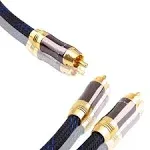 Dual Shielded (OD 8.0mm) 1 RCA Male to 2 RCA Male Audio Cable RCA Y-Adapter Subwoofer Cable (8 Feet)