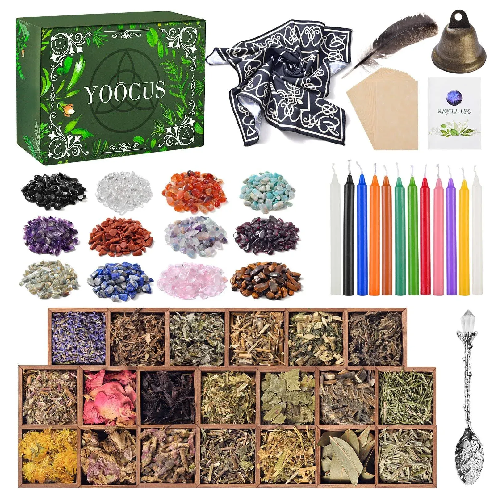 Witchcraft Supplies Kit for Wiccan Spells 69 Packs of Dried Herbs Healing Cry...