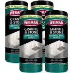 Weiman Granite Disinfectant Wipes - 30 Wipes - 4 Pack - Disinfect Clean and Shine Sealed Granite Marble Quartz Slate