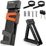 ValueMax Folding Bike Lock, Heavy Duty Anti Theft Secure Lock, with 2 Stainless Keys & Mounting Bracket for Bicycles/Motorcycles/Scooters/Collapsible Doors, Orange + Black Color