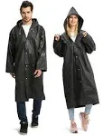 Opret Portable Eva Raincoats for Adults, Reusable Rain Ponchos with Hoods and Sleeves Lightweight Raincoats, 2 Pack