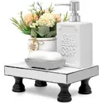 EOSAHR Decorative Wooden Riser for Display : Farmhouse Pedestal Stand for Retro Home Decor and Soap holder for Sink - The Rustic Tray Decor Riser for Kitchen & Bathroom (Black and White)