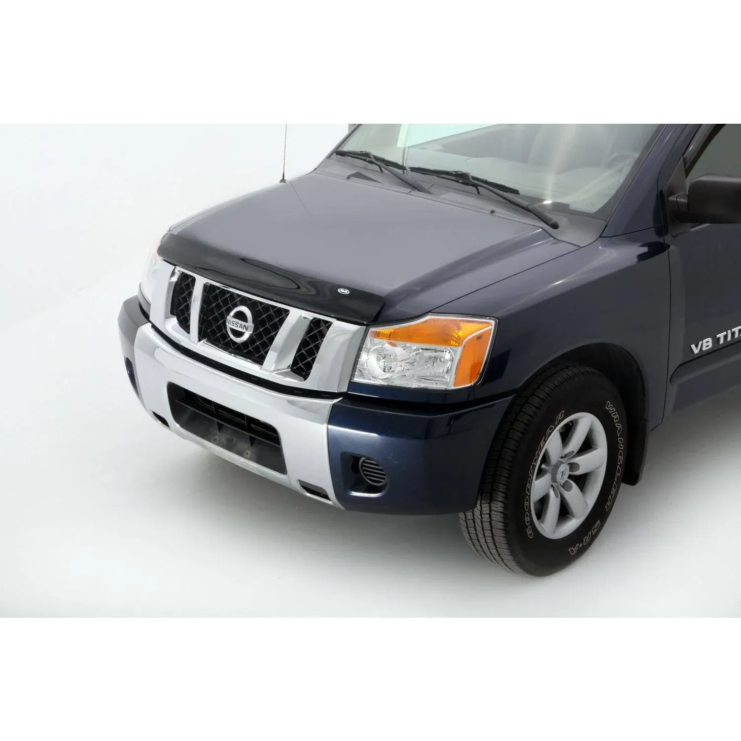 Auto Ventshade [AVS] Bugflector / Hood Shield | Fits 2004 - 2015 Nissan Titan, 2005 - 2015 Armada, 1 pc. | Dark Smoke - 23107