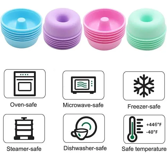 To encounter 24Pack Silicone Donut Pans for Baking, Nonstick Round Doughnut, Reusable Baking Cups, Muffin Cupcake Molds, 2.5 Ounces Bagel Pan