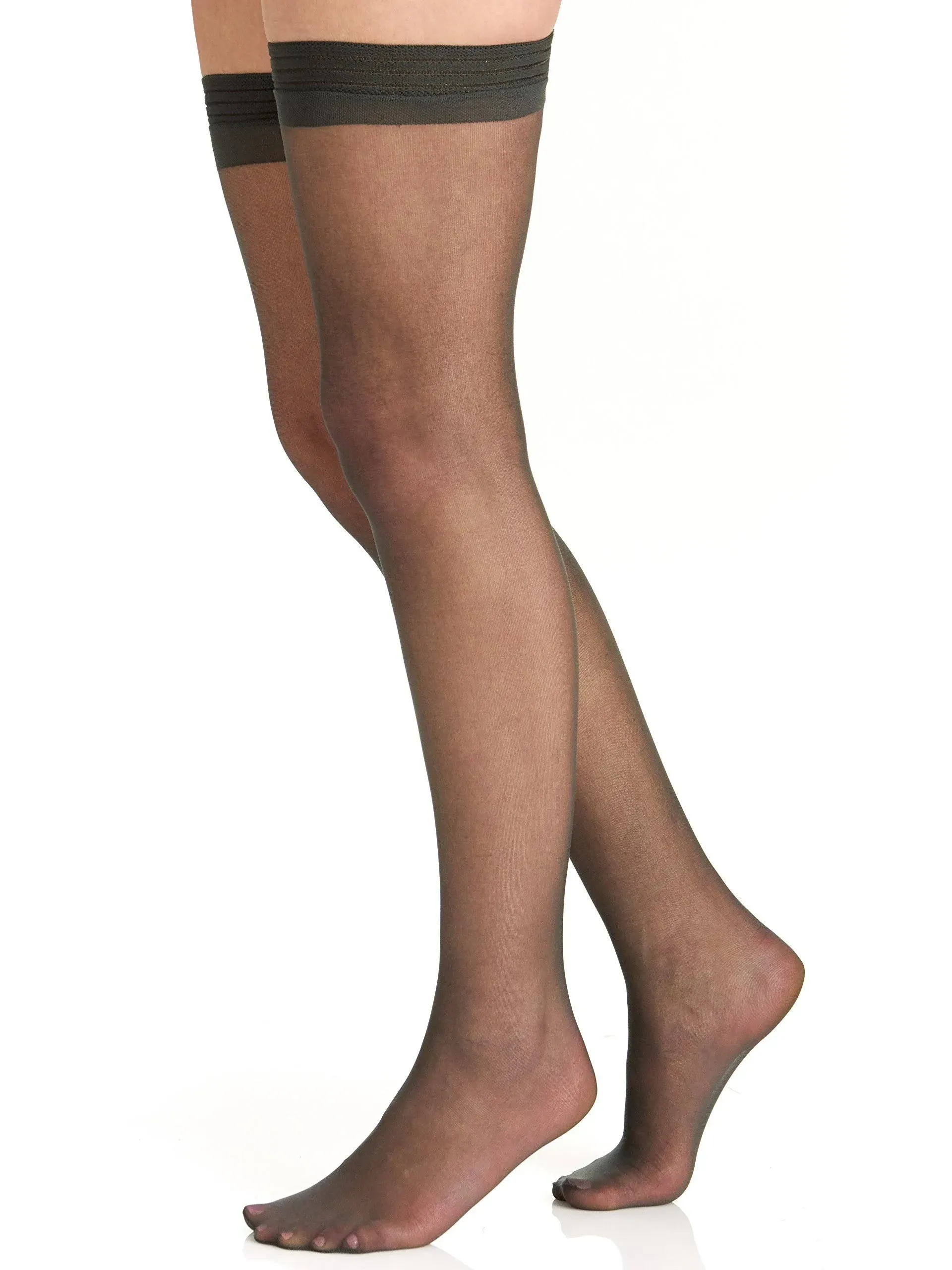 Berkshire Womens All Day Sheer With Invisible Toe Thigh, Off Black