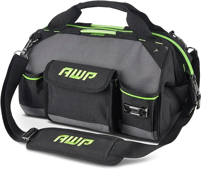 AWP 16 Inch TrapJaw Tool Bag with Spring-Loaded Technology and Lockable Pull Handles, Water-Resistant Construction