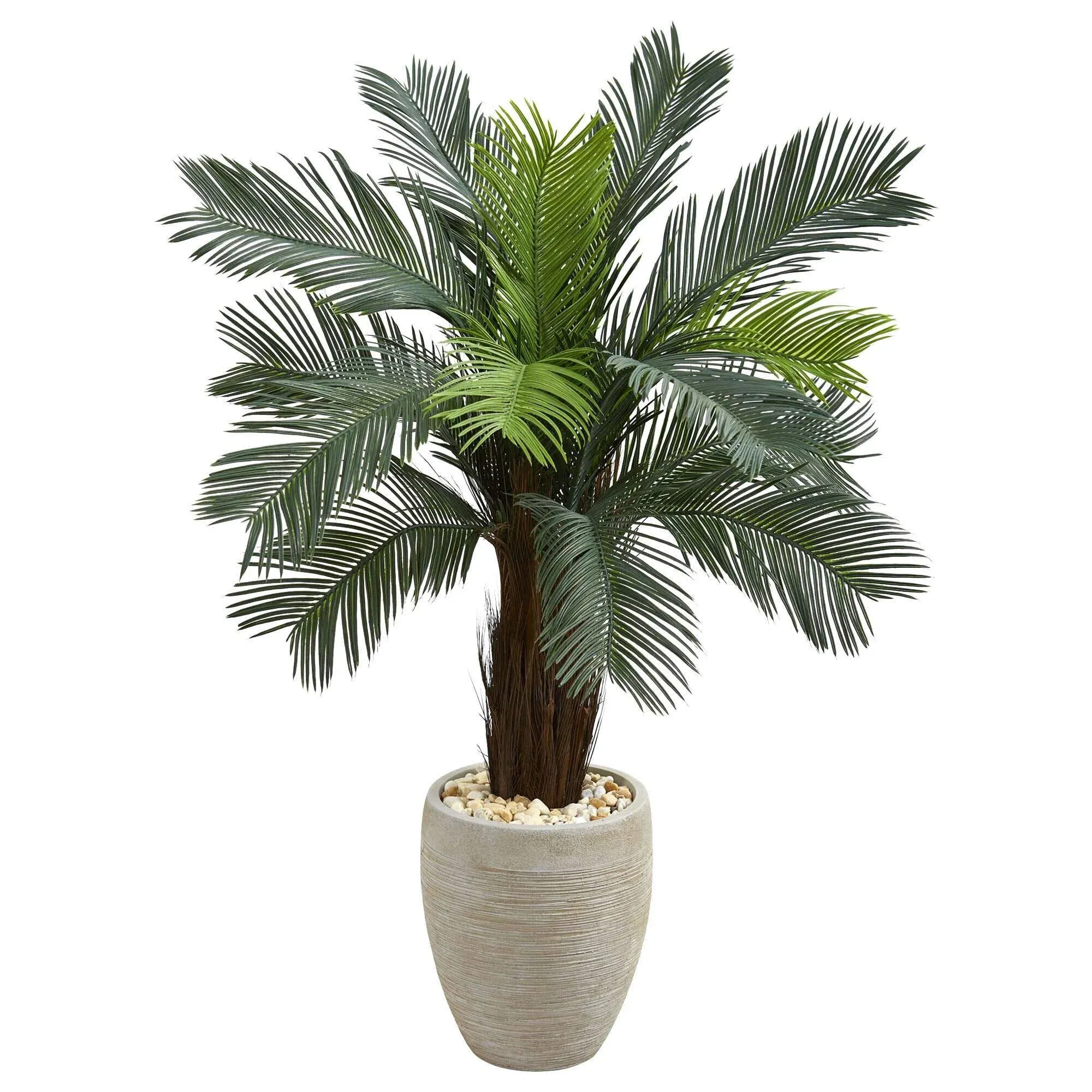 Nearly Natural 4.5ft. Cycas Artificial Tree in Oval Planter UV Resistant (Indoor/Outdoor)