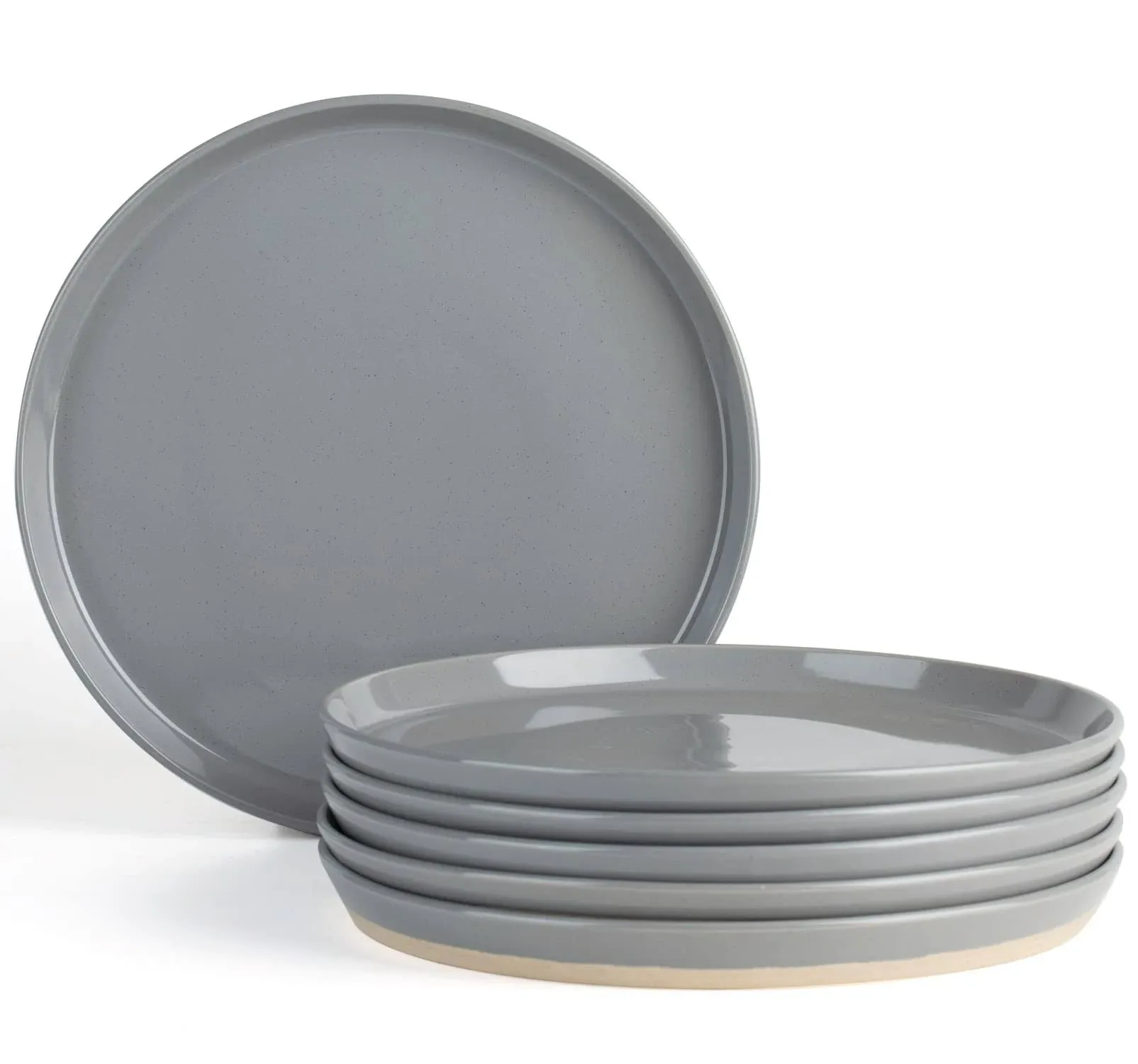 famiware Saturn 6 Pieces Dinner Plates, 10.5 inch Plate Set, Scratch Resistant, Stoneware Dinnerware, Kitchen Modern Rustic Serving Dishes, Dark Grey