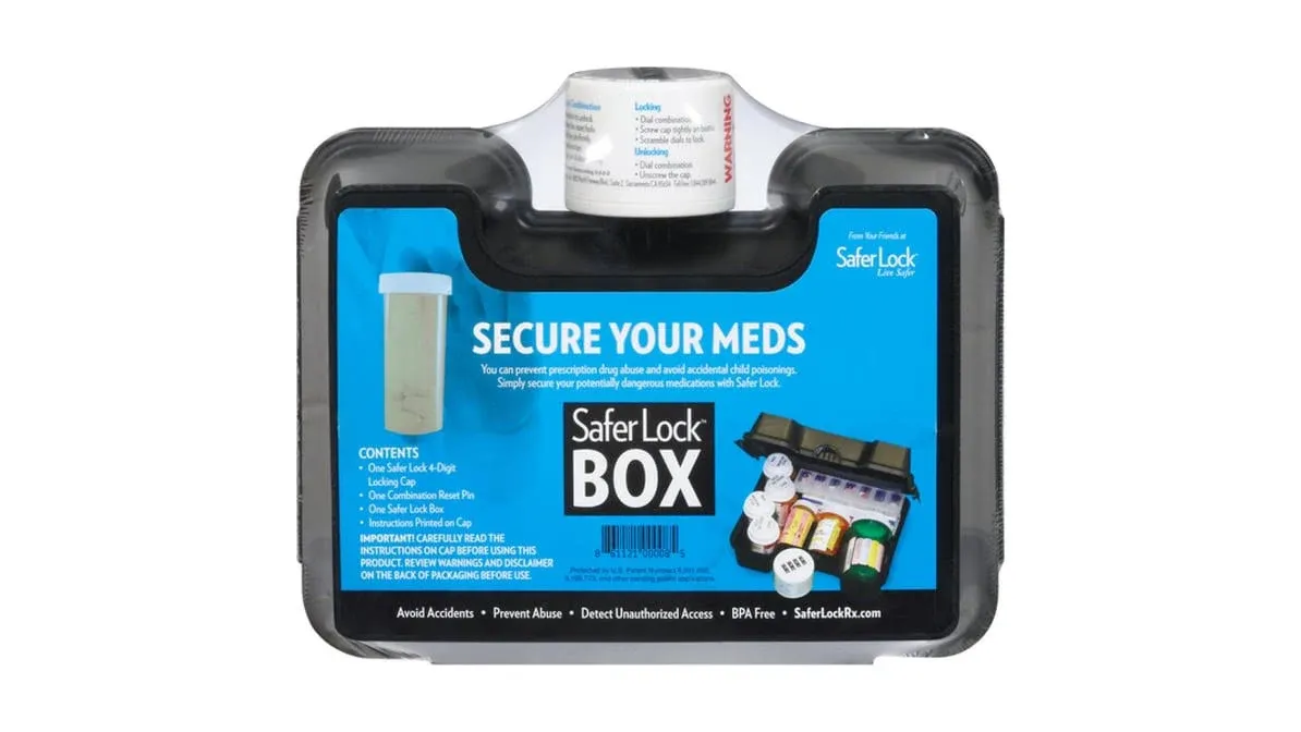 Safer Lock Box Safe Case Medication Secure 4 Digit Combination Locking Cap