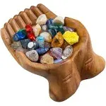 Curawood Carved Hands Offering Bowl Showcase Your Healing Stones Crystal Holder for Stones Key Bowl Crystal Stor