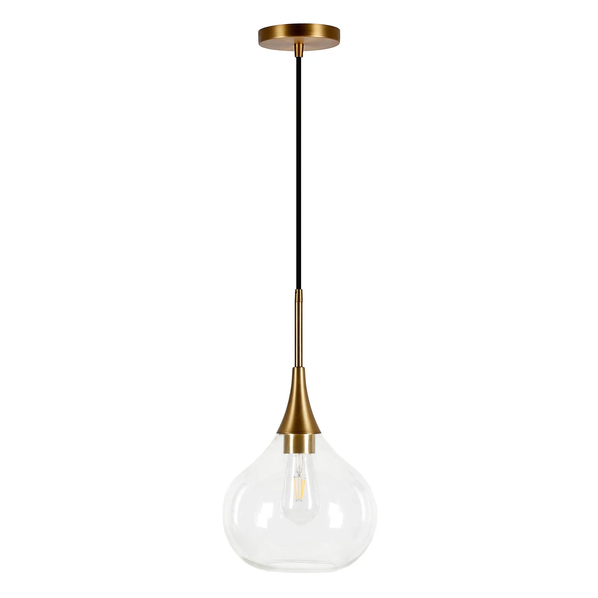 Ida 9.5 Wide Pendant with Glass Shade in Brass/Clear - Contemporary - Pendant Lighting - by BisonOffice | Houzz