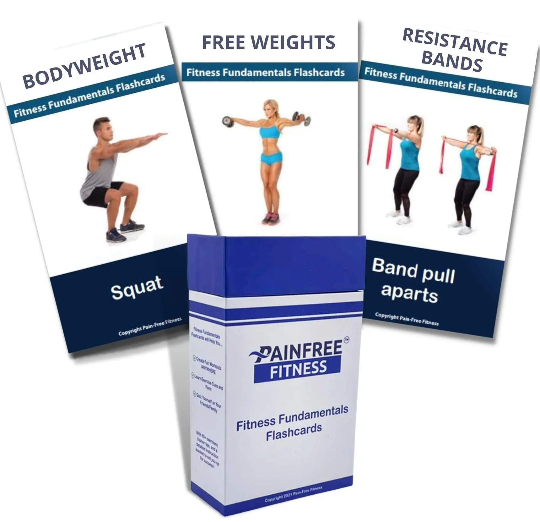 (65+ Cards) Fitness Fundamentals Flashcards Pain-Free Fitness, 3x5 in, Workout Cards Suitable for Safe Power Training, Strength Training, Tear-Resistant, Bend Resistant Flashcards