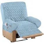 Collections Etc Diamond-Shape Quilted Stretch Recliner Cover with Storage Pockets (Blue)