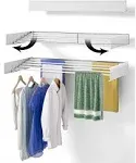 Wall Mounted Drying Rack Wide, 13.2 Linear Ft, 100% Aluminum 31.5&#034; Light Gray