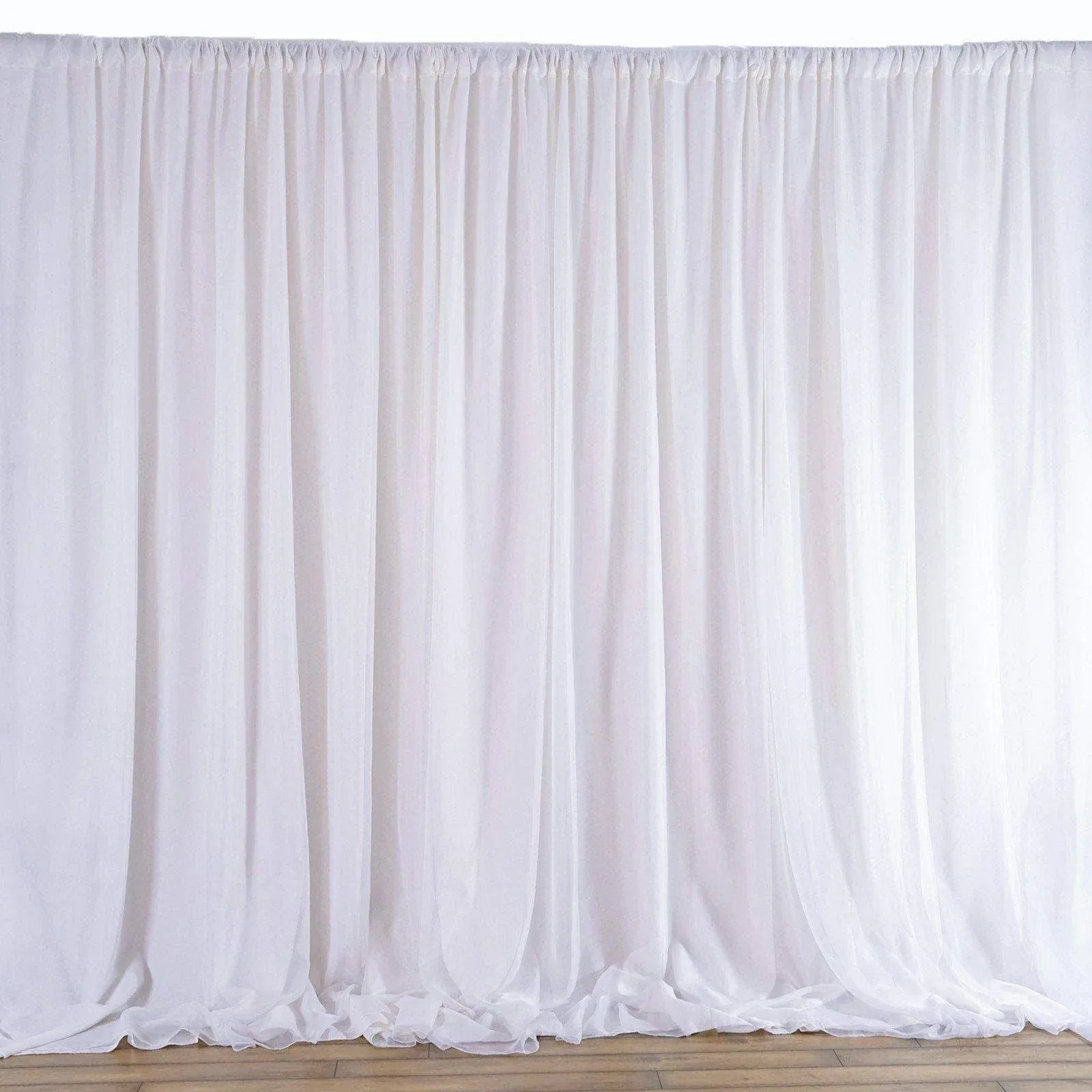 AK Trading 115" x 120" White Chiffon Drapes Panels