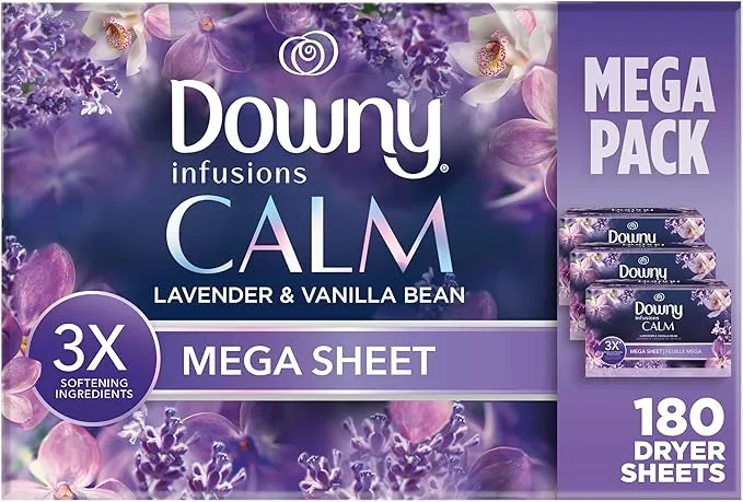 Downy Infusions Calm Mega Dryer Sheets Lavender & Vanilla Bean 50 ct