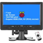 Loncevon-7 inch Mini Monitor Small HDMI Monitor Portable HD 1080p VGA Monitor LCD Screen for PC/Mac Mini/TV/Raspberry PI/Camera/Gaming;IPS 1024x600