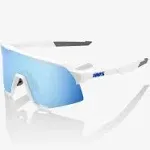 100% S3 Sunglasses, Matte White/HiPER Blue Multilayer Mirror Lens