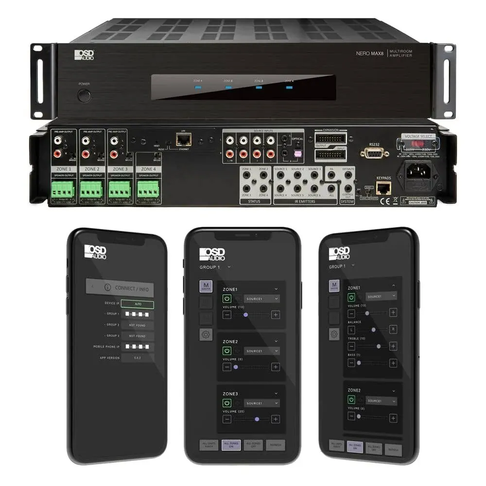 OSD Nero Max8 4-Zone 8-Channel Multi-Room Power Amplifier