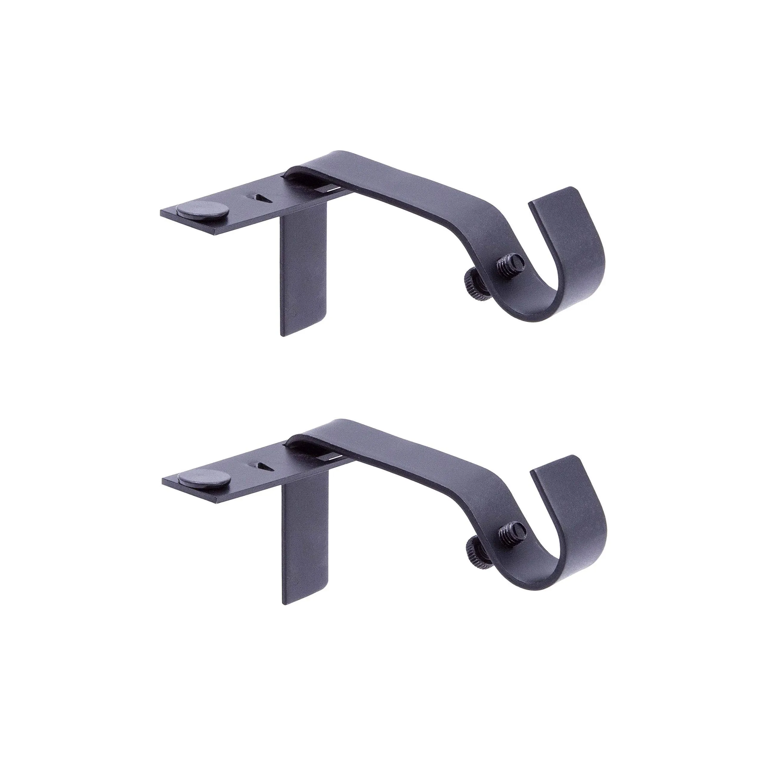 Kenney Fast Fit 5/8" No Measure Curtain Rod Brackets, Matte Black